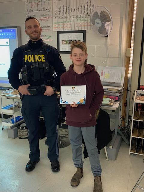 Woodville Elementary School student recognized by OPP for their bravery